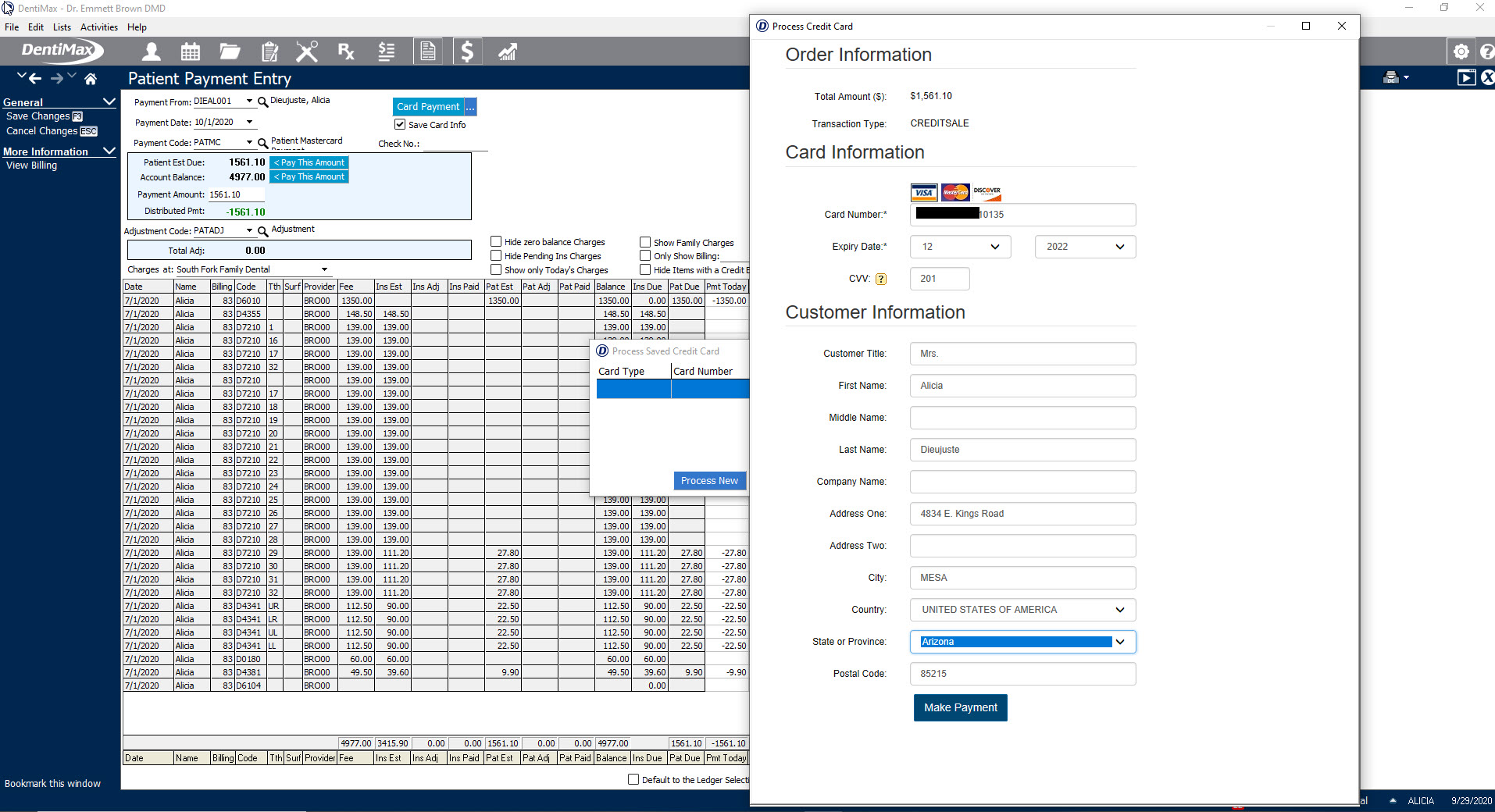 payment processing window