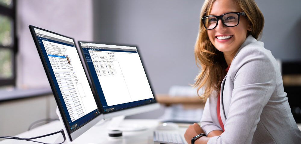 Woman using DentiMax for medical billing